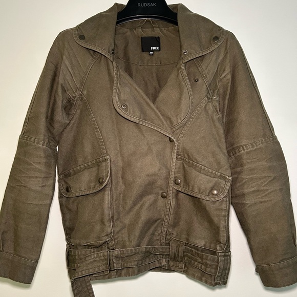 ARITZIA ARMY GREEN MOTO JACKET sz XXS (FITS LIKE XS/S) - Picture 1 of 4